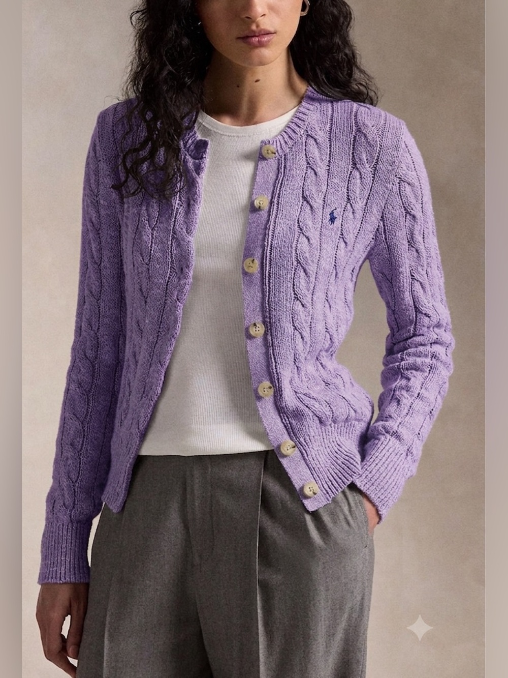 💙💗💙 Polo Ralph Lauren  Cable-Knit Crewneck Cardigan, size L